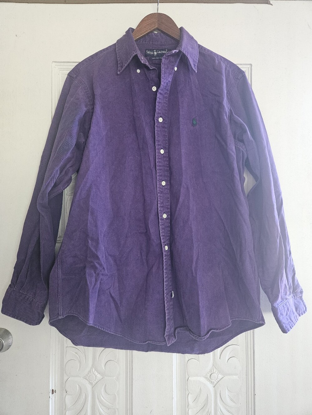 Ralph Lauren Purple 100% Cotton Button-Down Shirt - Men's Large